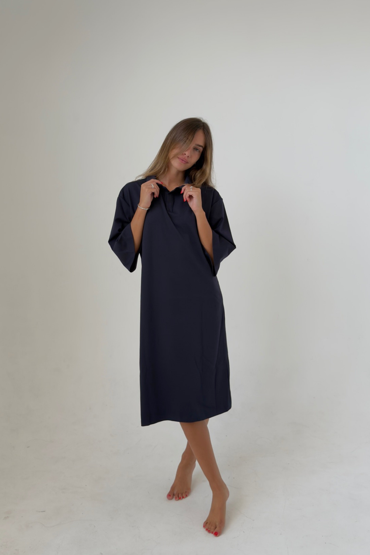 31 שמלת ג'רזי אוברסייז ROBE - נייבי – תמונה 1